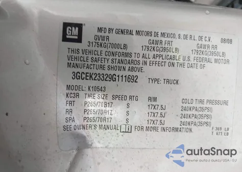 2009 Chevrolet Silverado 1500 Lt from USA, damaged, VIN 3GCEK23329G111692